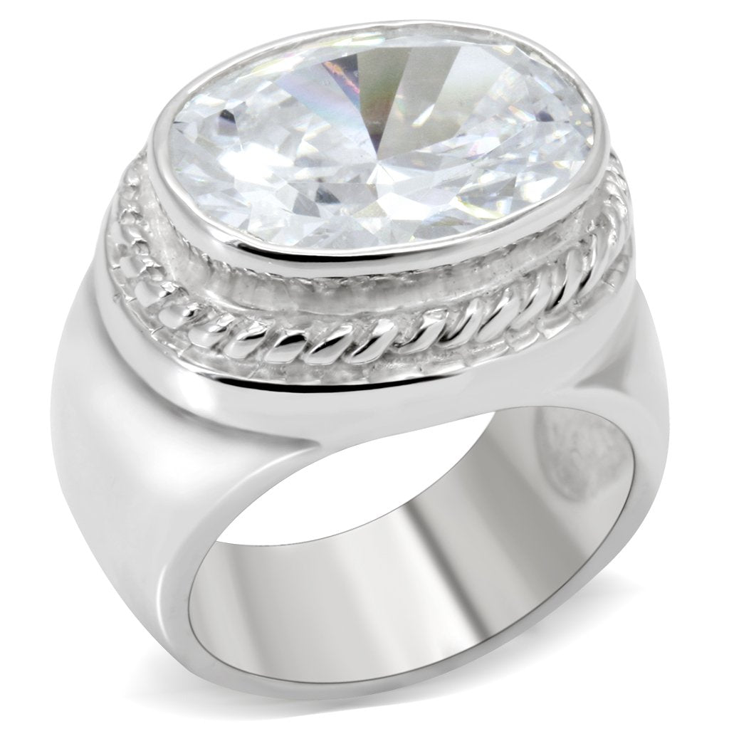 JCES519 Silver 925 Sterling Silver Ring with AAA Grade CZ in Clear