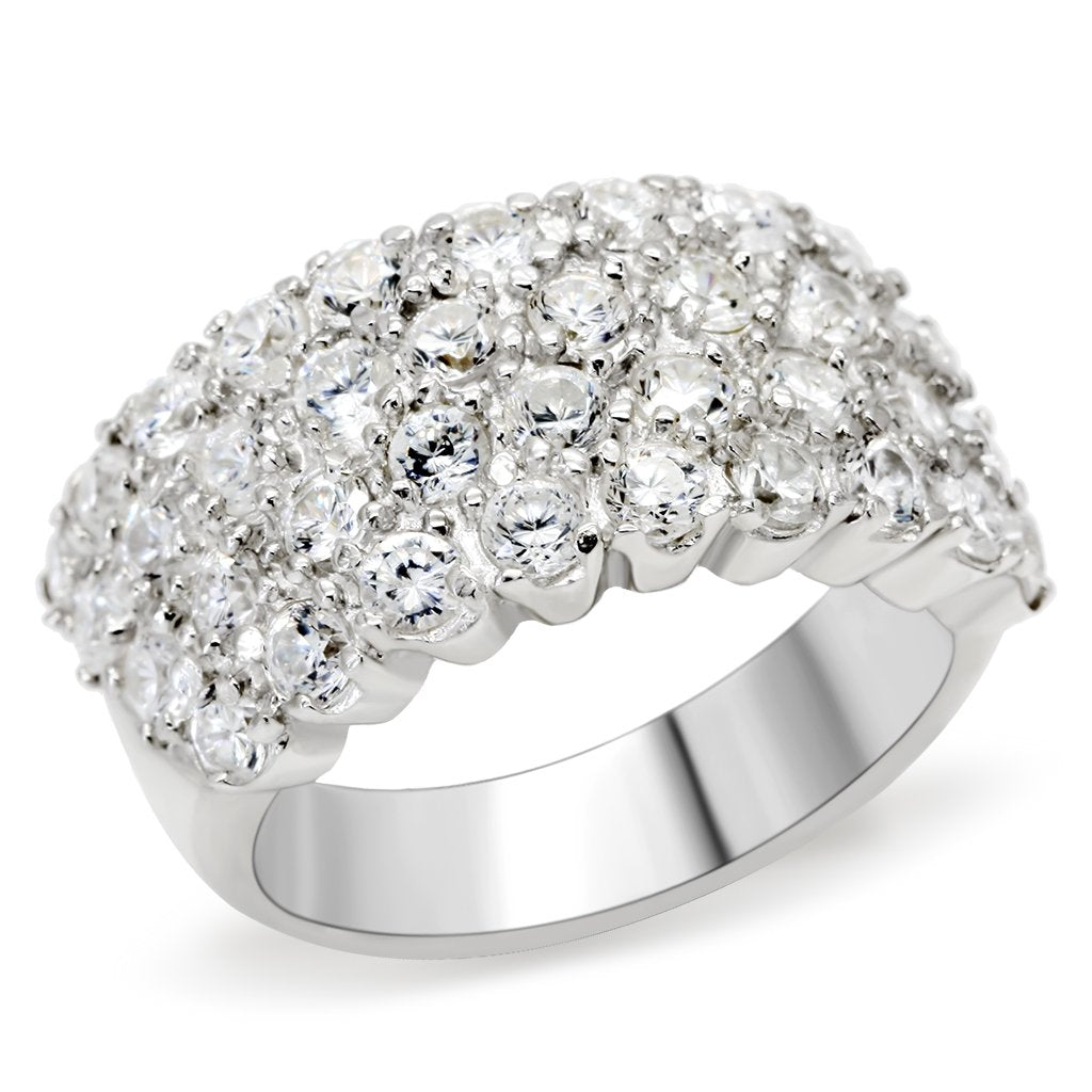JCES520 Silver 925 Sterling Silver Ring with AAA Grade CZ in Clear