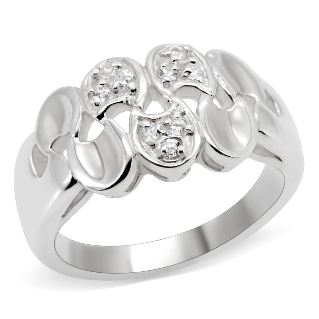 JCES523 Silver 925 Sterling Silver Ring with AAA Grade CZ in Clear