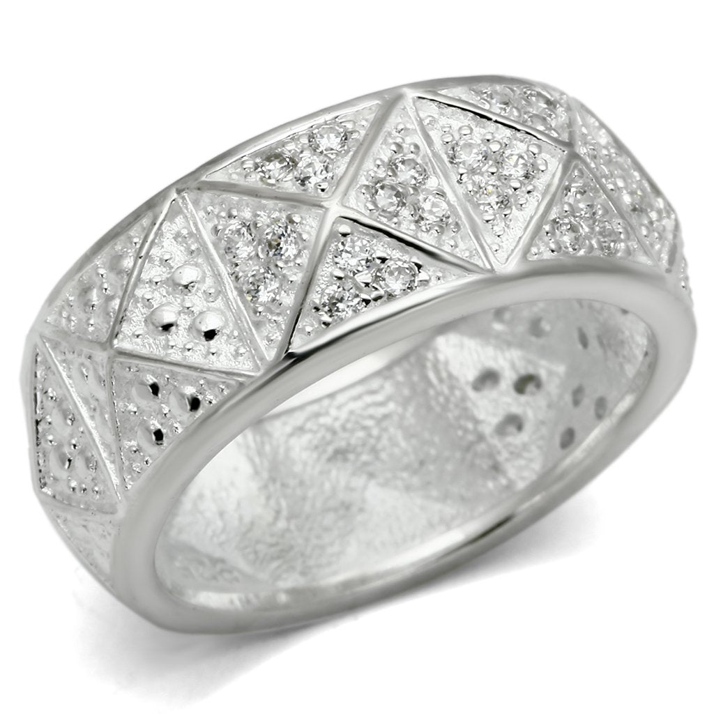 JCES559 Silver 925 Sterling Silver Ring with AAA Grade CZ in Clear