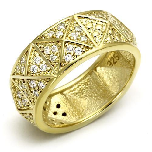 JCES560 Gold 925 Sterling Silver Ring with AAA Grade CZ in Clear