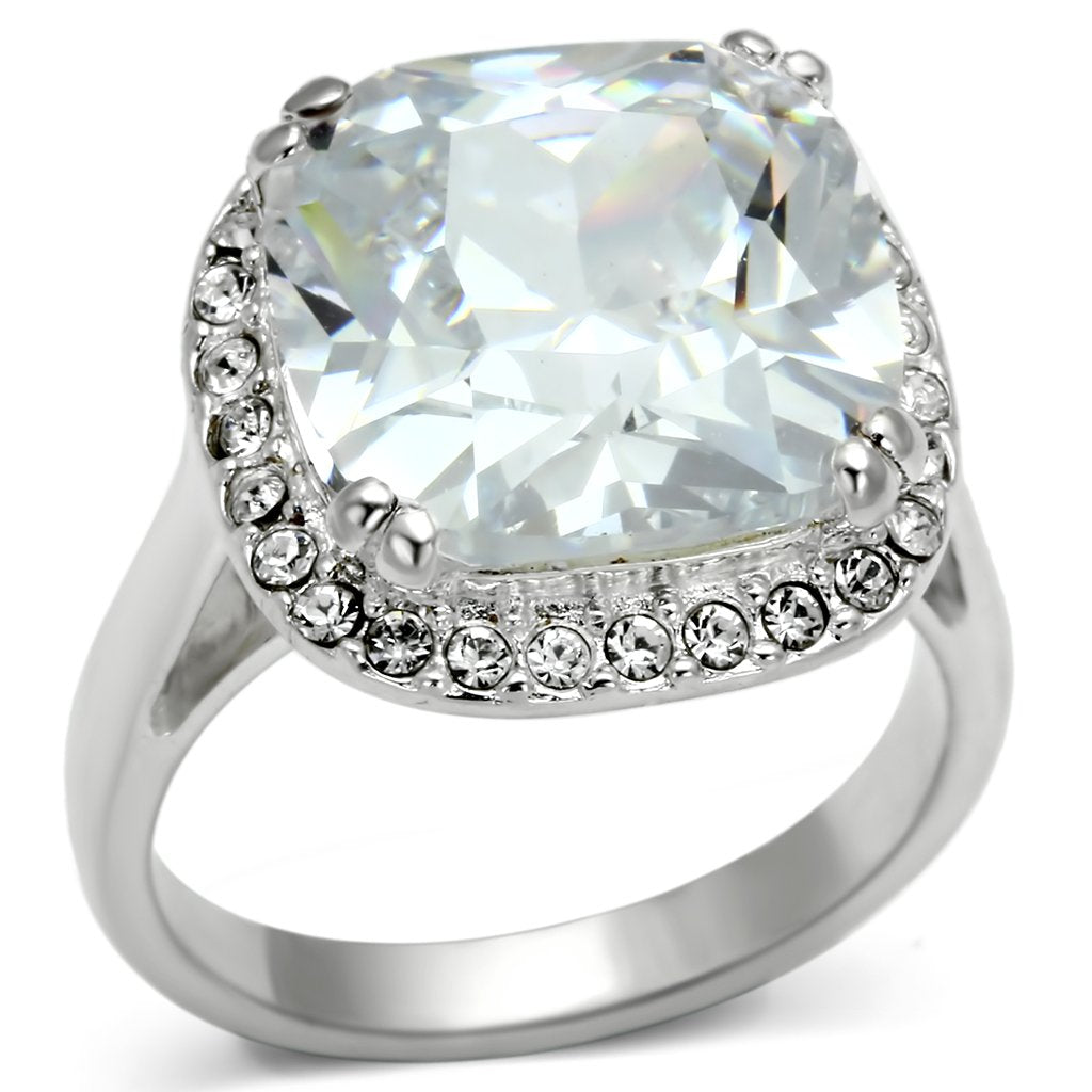 JCES561 Silver 925 Sterling Silver Ring with AAA Grade CZ in Clear