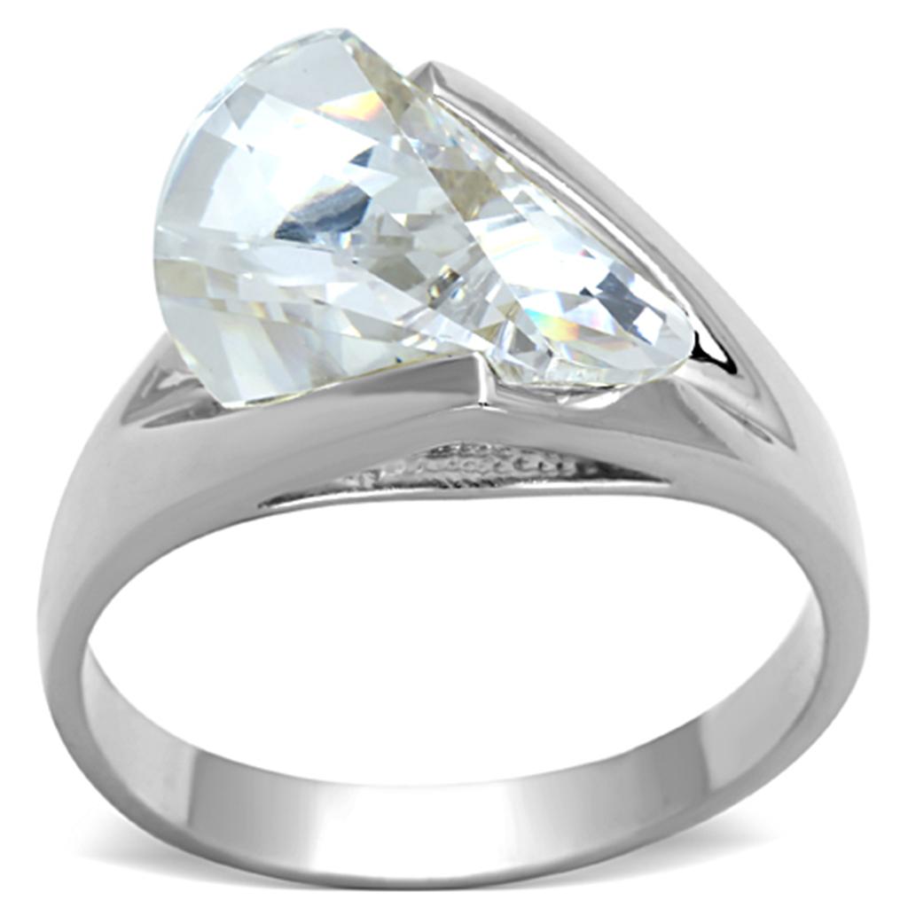 JCES650 Silver 925 Sterling Silver Ring with AAA Grade CZ in Clear
