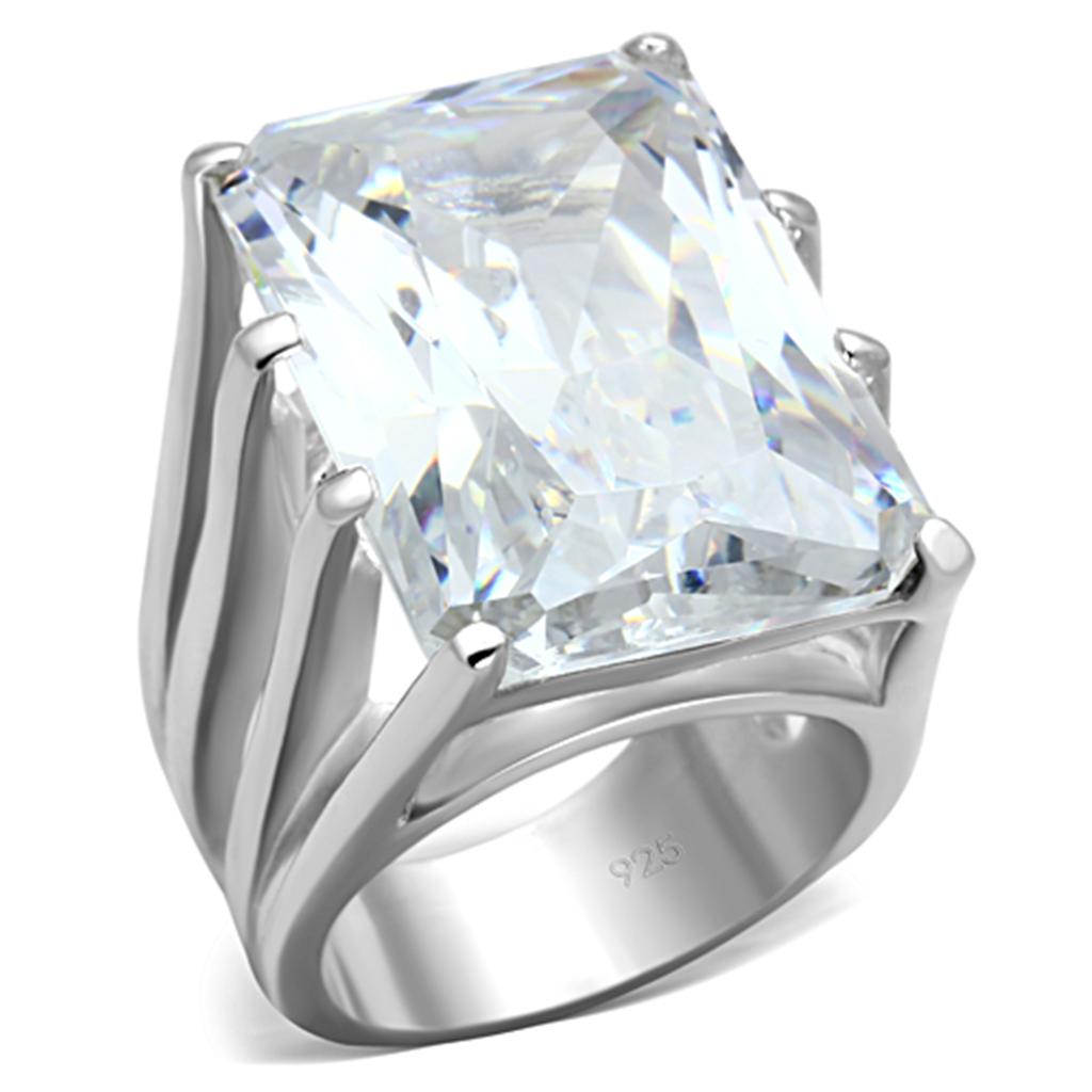 JCES666 Silver 925 Sterling Silver Ring with AAA Grade CZ in Clear