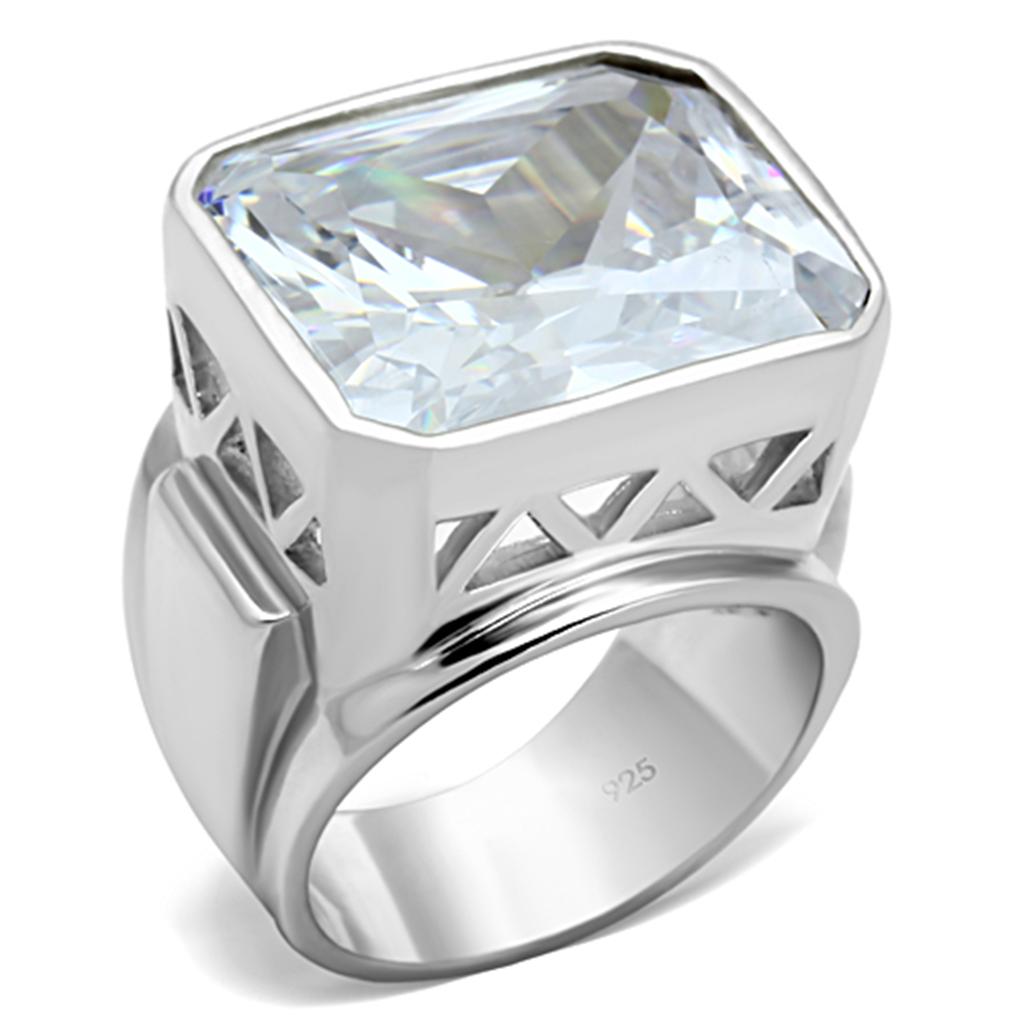 JCES670 Silver 925 Sterling Silver Ring with AAA Grade CZ in Clear