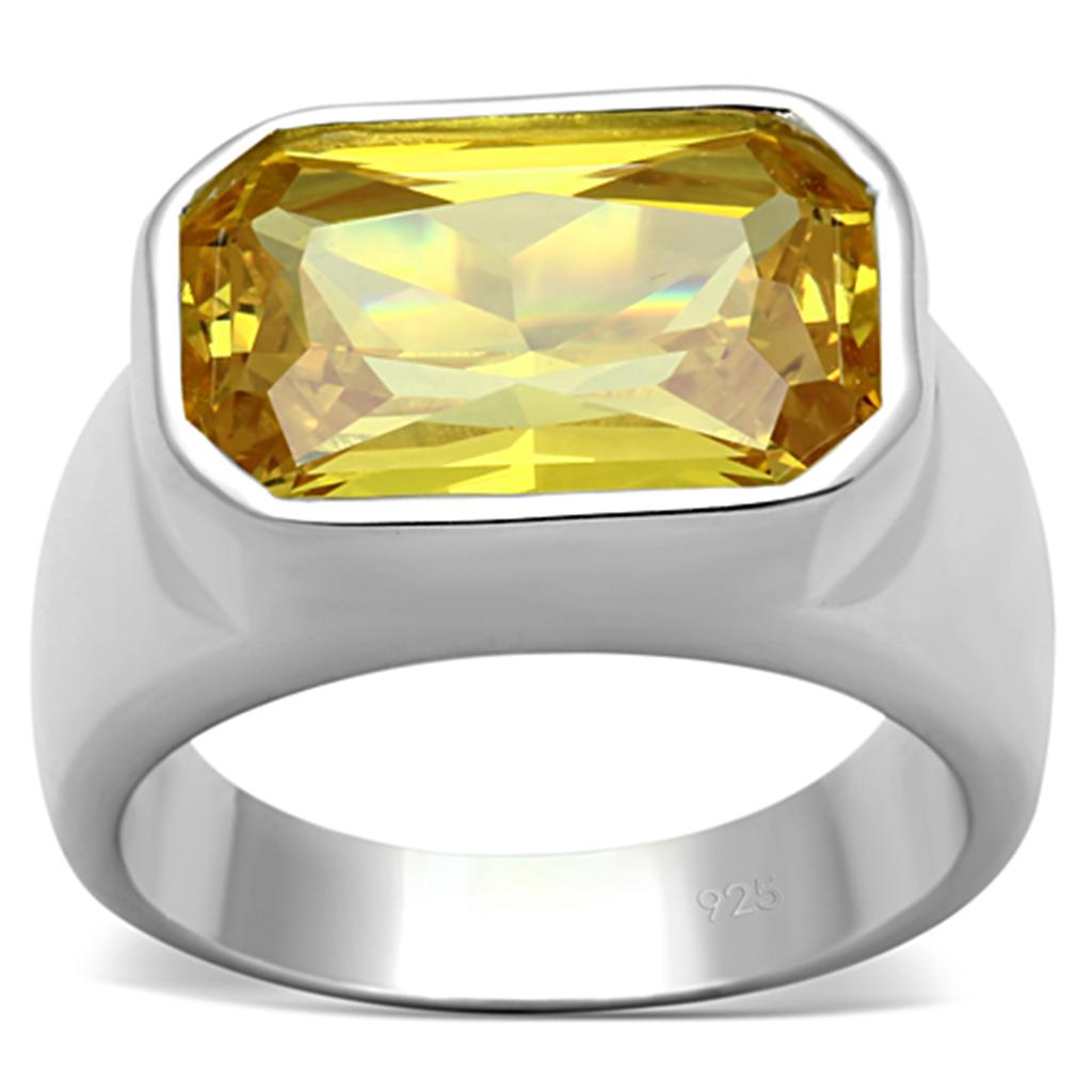 JCES674 Silver 925 Sterling Silver Ring with AAA Grade CZ in Topaz