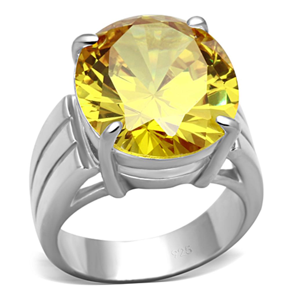 JCES677 Silver 925 Sterling Silver Ring with AAA Grade CZ in Topaz