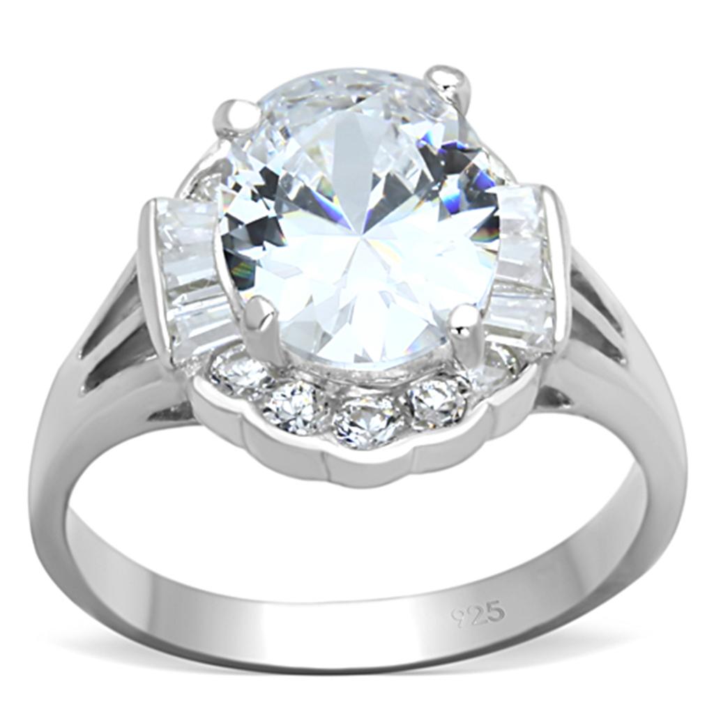 JCES701 Silver 925 Sterling Silver Ring with AAA Grade CZ  in Clear