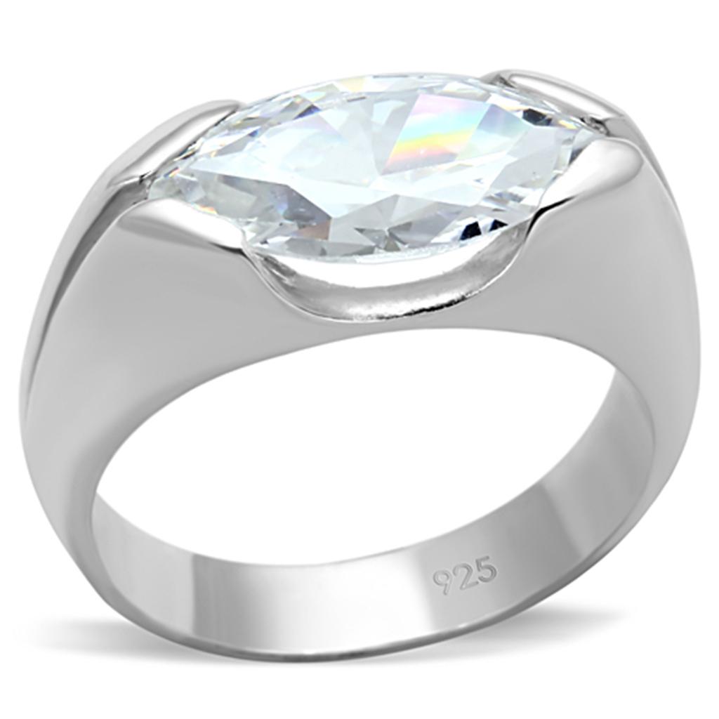 JCES704 Silver 925 Sterling Silver Ring with AAA Grade CZ  in Clear
