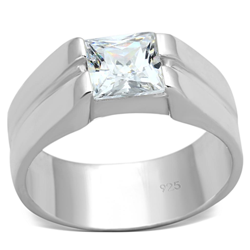 JCES708 Silver 925 Sterling Silver Ring with AAA Grade CZ  in Clear
