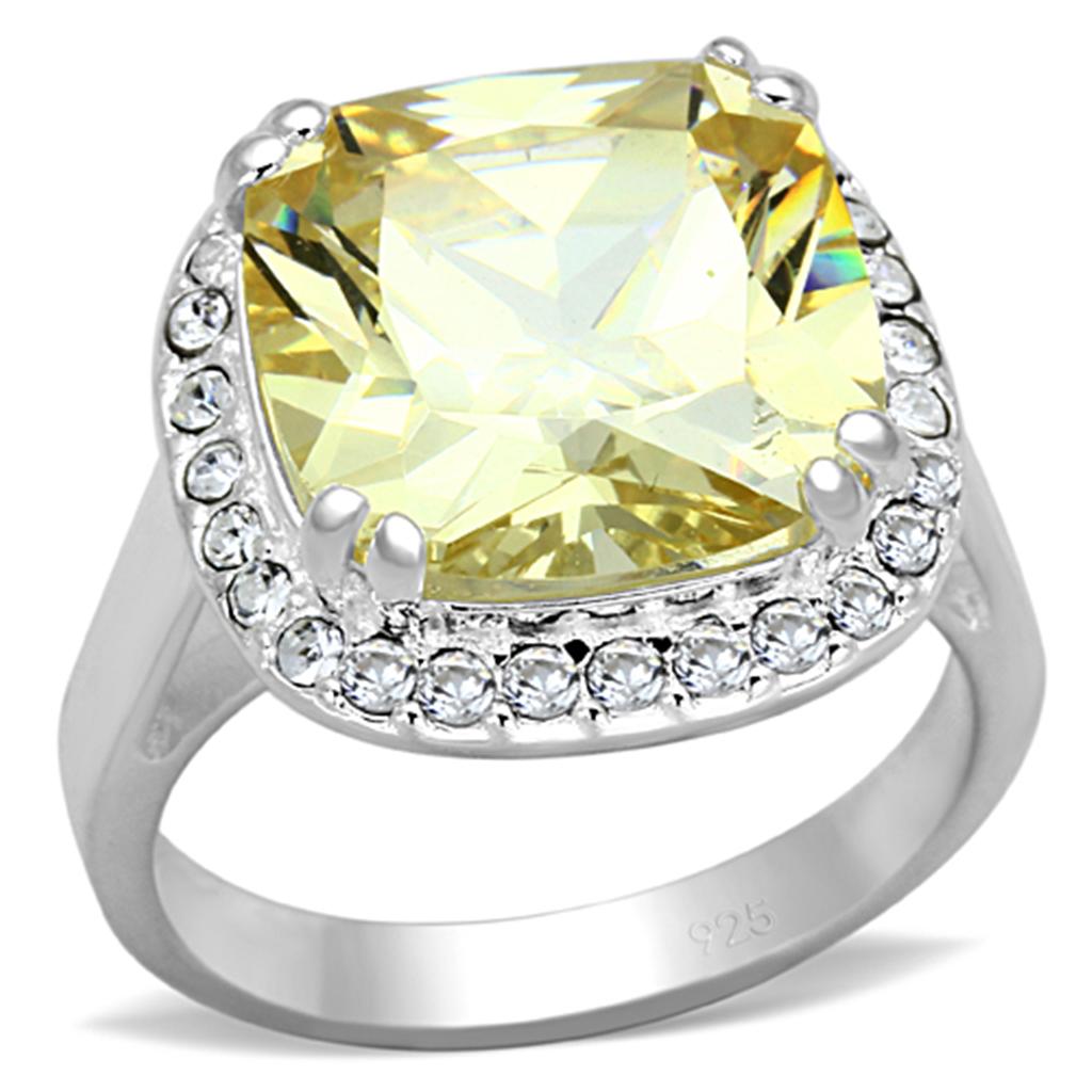 JCES718 Silver 925 Sterling Silver Ring with AAA Grade CZ  in Citrine Yellow