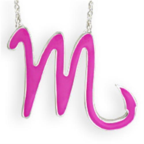JCEK07PINK Silver Brass Chain Pendant with Epoxy in Rose