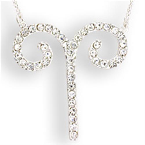 JCEK08 Silver Brass Chain Pendant with Top Grade Crystal in Clear