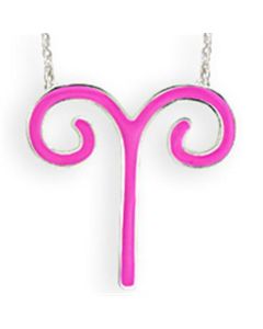 JCEK08PINK Silver Brass Chain Pendant with Epoxy in Rose