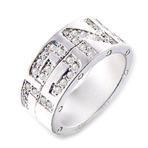 JCE35 Matte Silver Brass Ring with Top Grade Crystal in Clear