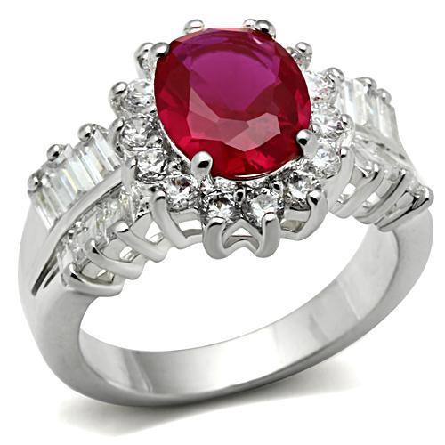 JCE009 Silver 925 Sterling Silver Ring with AAA Grade CZ in Ruby