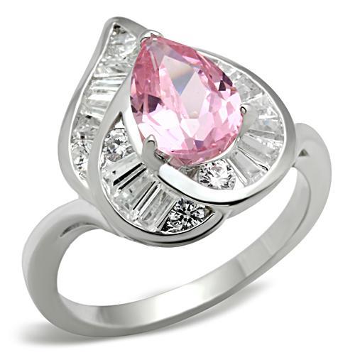 JCE011 Silver 925 Sterling Silver Ring with AAA Grade CZ in Rose