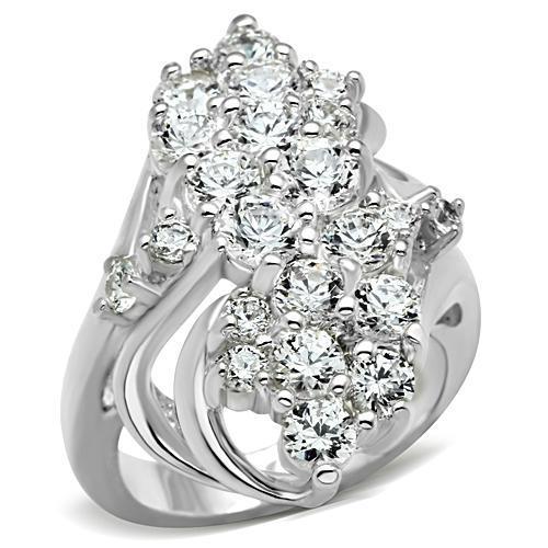 JCE016 Silver 925 Sterling Silver Ring with AAA Grade CZ in Clear