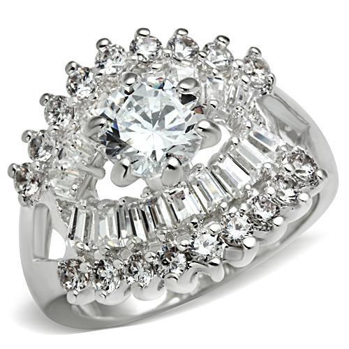 JCE017 Silver 925 Sterling Silver Ring with AAA Grade CZ in Clear