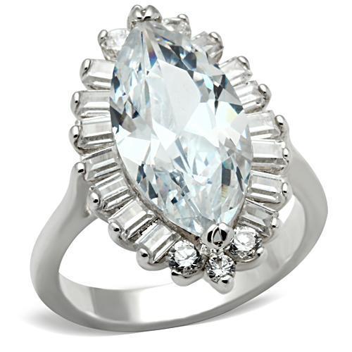JCE027 Silver 925 Sterling Silver Ring with AAA Grade CZ in Clear