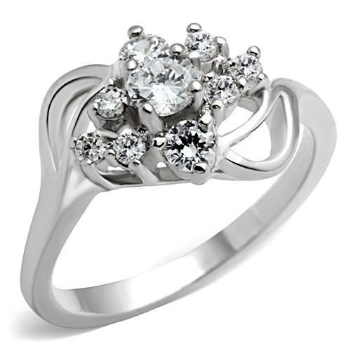 JCE032 Silver 925 Sterling Silver Ring with AAA Grade CZ in Clear