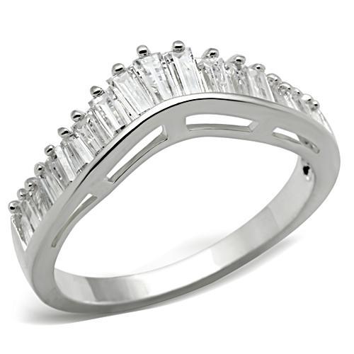 JCE044 Silver 925 Sterling Silver Ring with AAA Grade CZ  in Clear