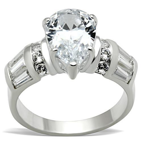 JCE049 Silver 925 Sterling Silver Ring with AAA Grade CZ  in Clear
