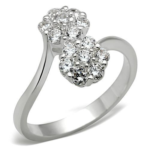 JCE052 Silver 925 Sterling Silver Ring with AAA Grade CZ in Clear