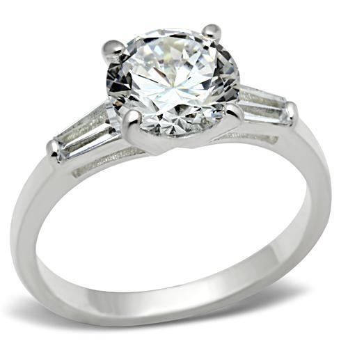 JCE061 Silver 925 Sterling Silver Ring with AAA Grade CZ in Clear