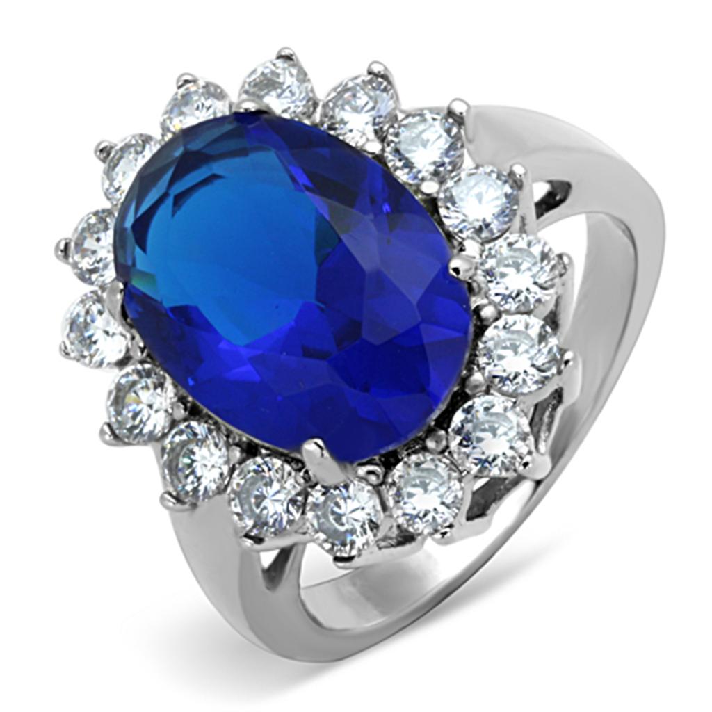 JCE0W389 High polished (no plating) Stainless Steel Ring with Synthetic Synthetic Glass in Montana