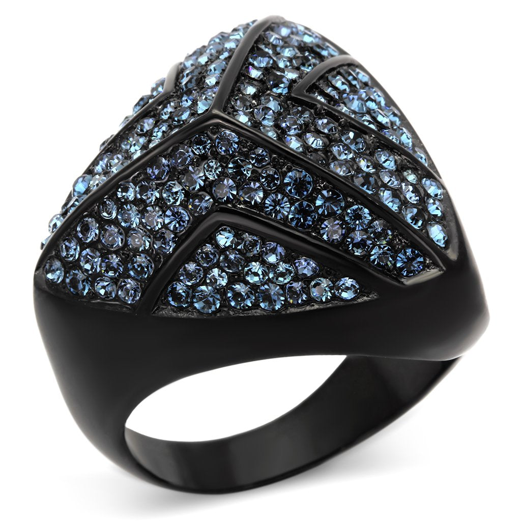 JCE1005 IP Black(Ion Plating) Stainless Steel Ring with Top Grade Crystal in Montana