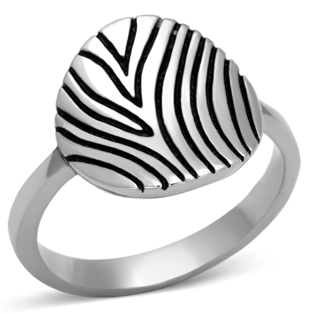 JCE1078 High polished (no plating) Stainless Steel Ring with Epoxy in Jet