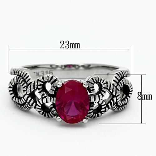 JCE1112 High polished (no plating) Stainless Steel Ring with AAA Grade CZ in Ruby