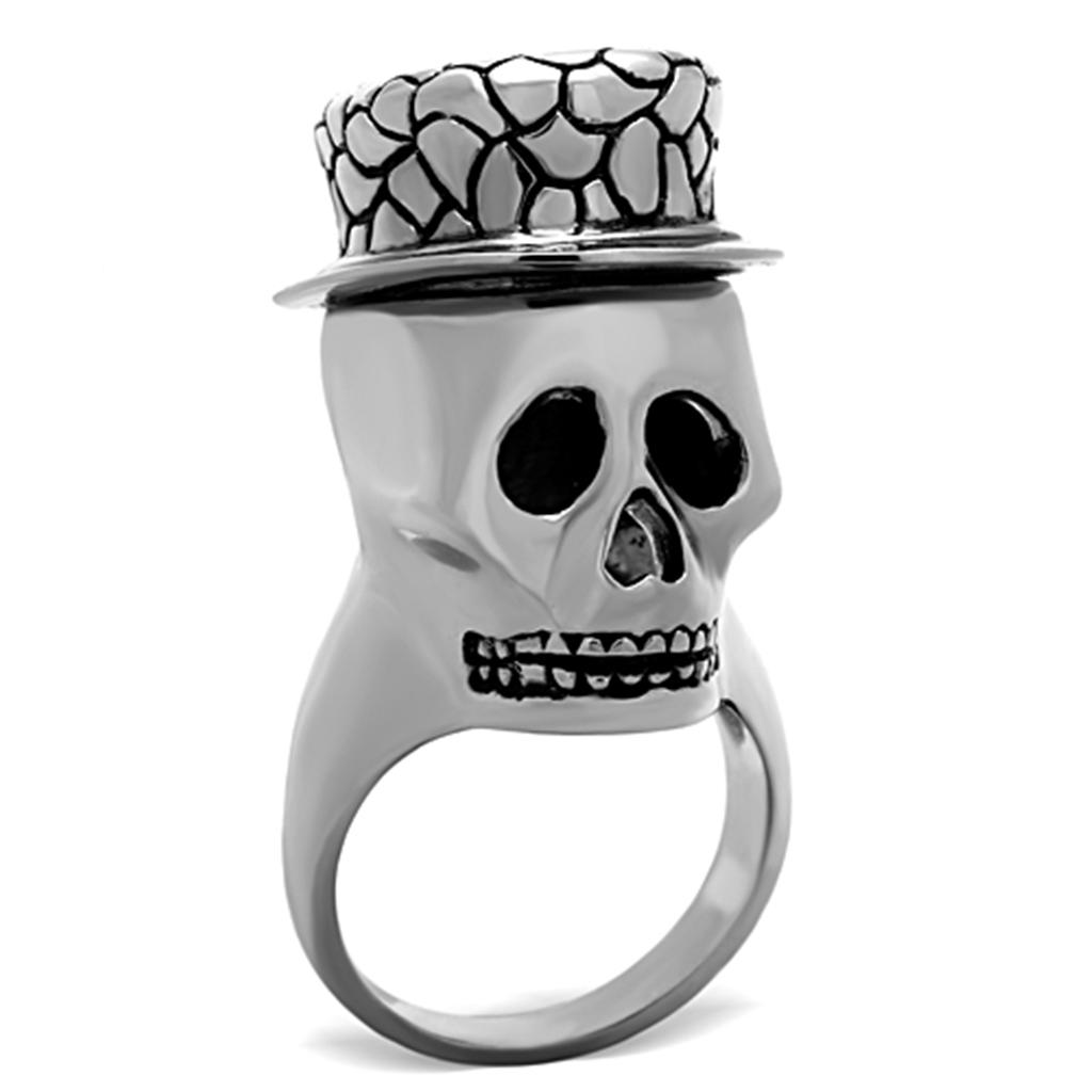 JCE1121 High polished (no plating) Stainless Steel Ring with Epoxy in Jet