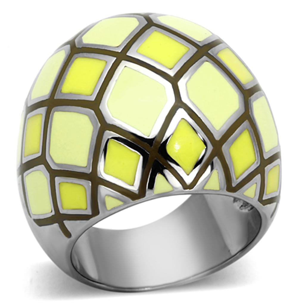 JCE1173 High polished (no plating) Stainless Steel Ring with Epoxy in Multi Color