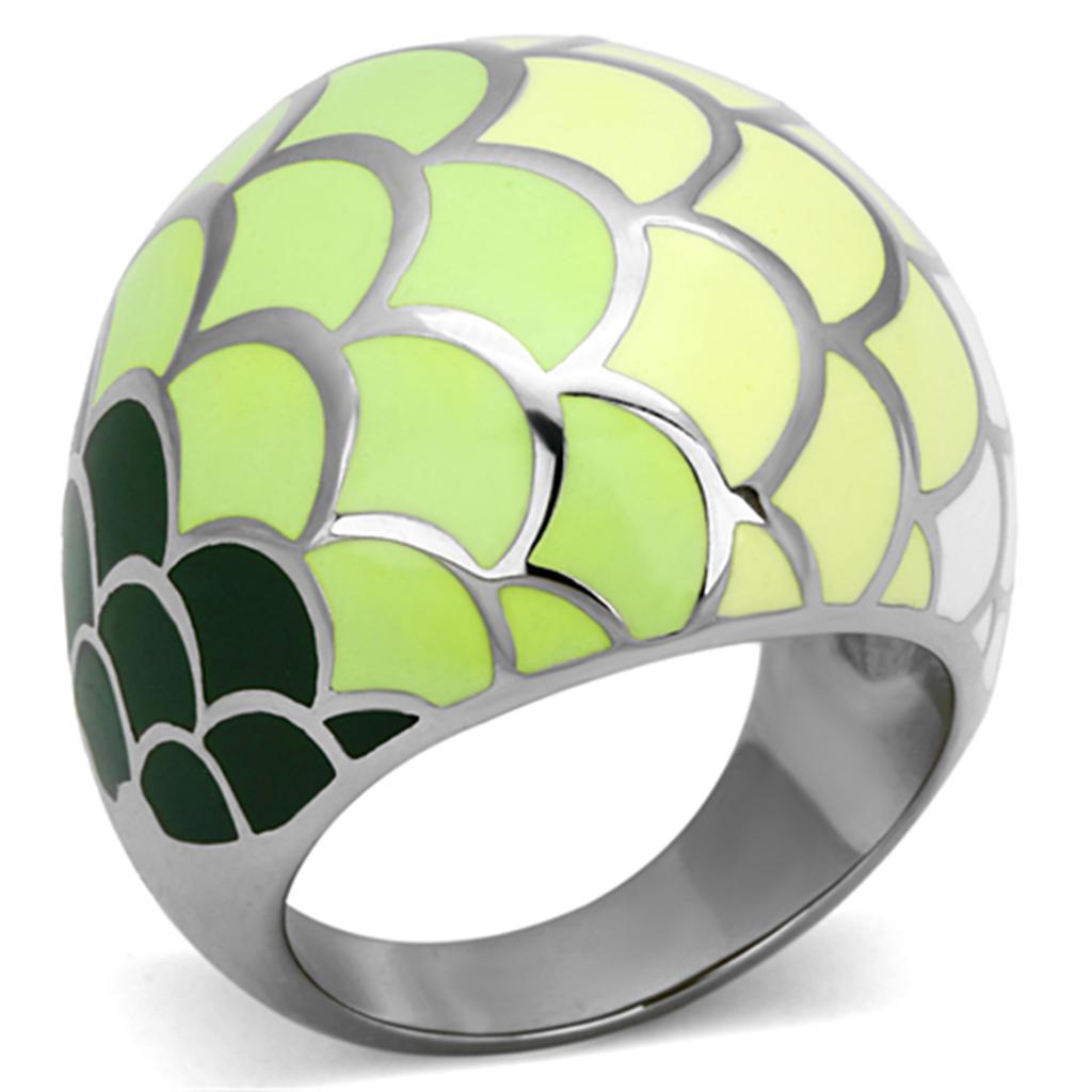 JCE1174 High polished (no plating) Stainless Steel Ring with Epoxy in Multi Color