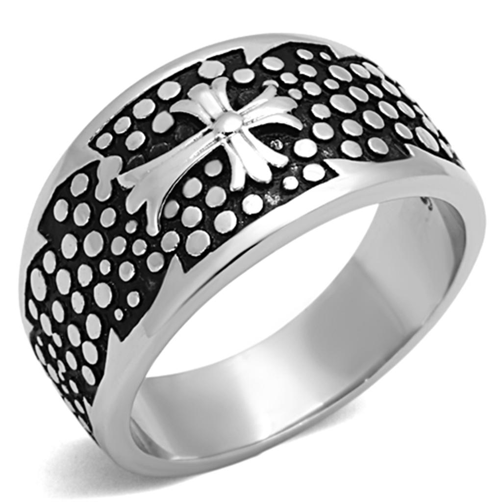 JCE1196 High polished (no plating) Stainless Steel Ring with Epoxy  in Jet