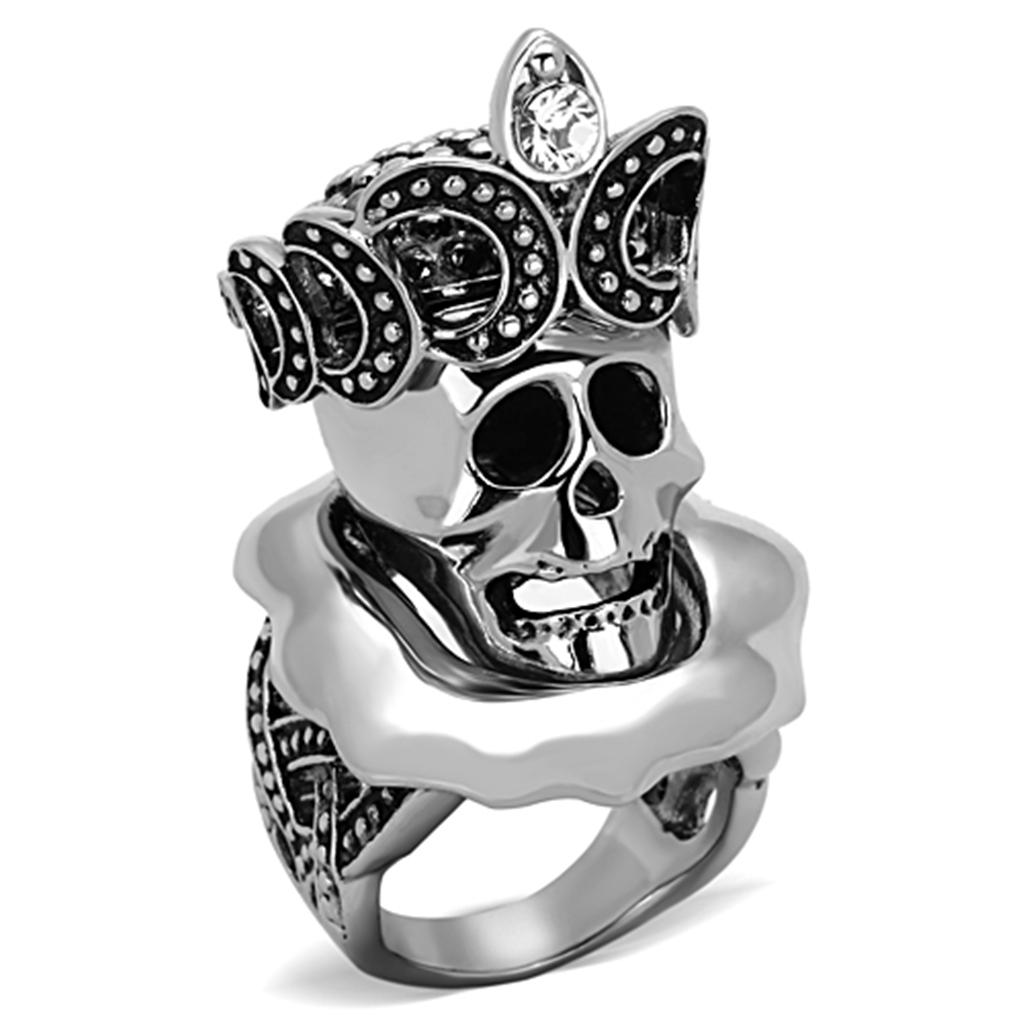 JCE1201 High polished (no plating) Stainless Steel Ring with Top Grade Crystal in Clear