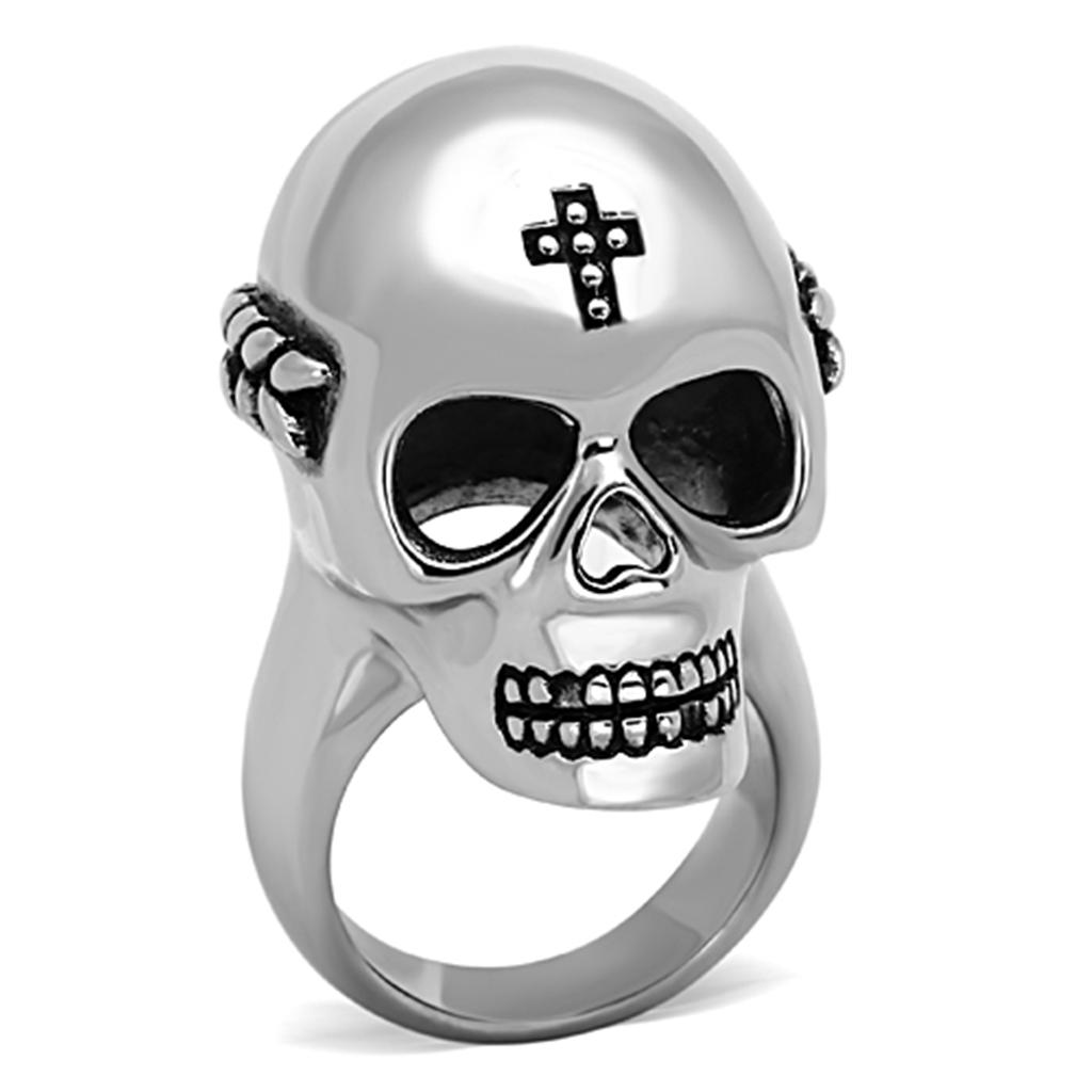 JCE1202 High polished (no plating) Stainless Steel Ring with Epoxy in Jet