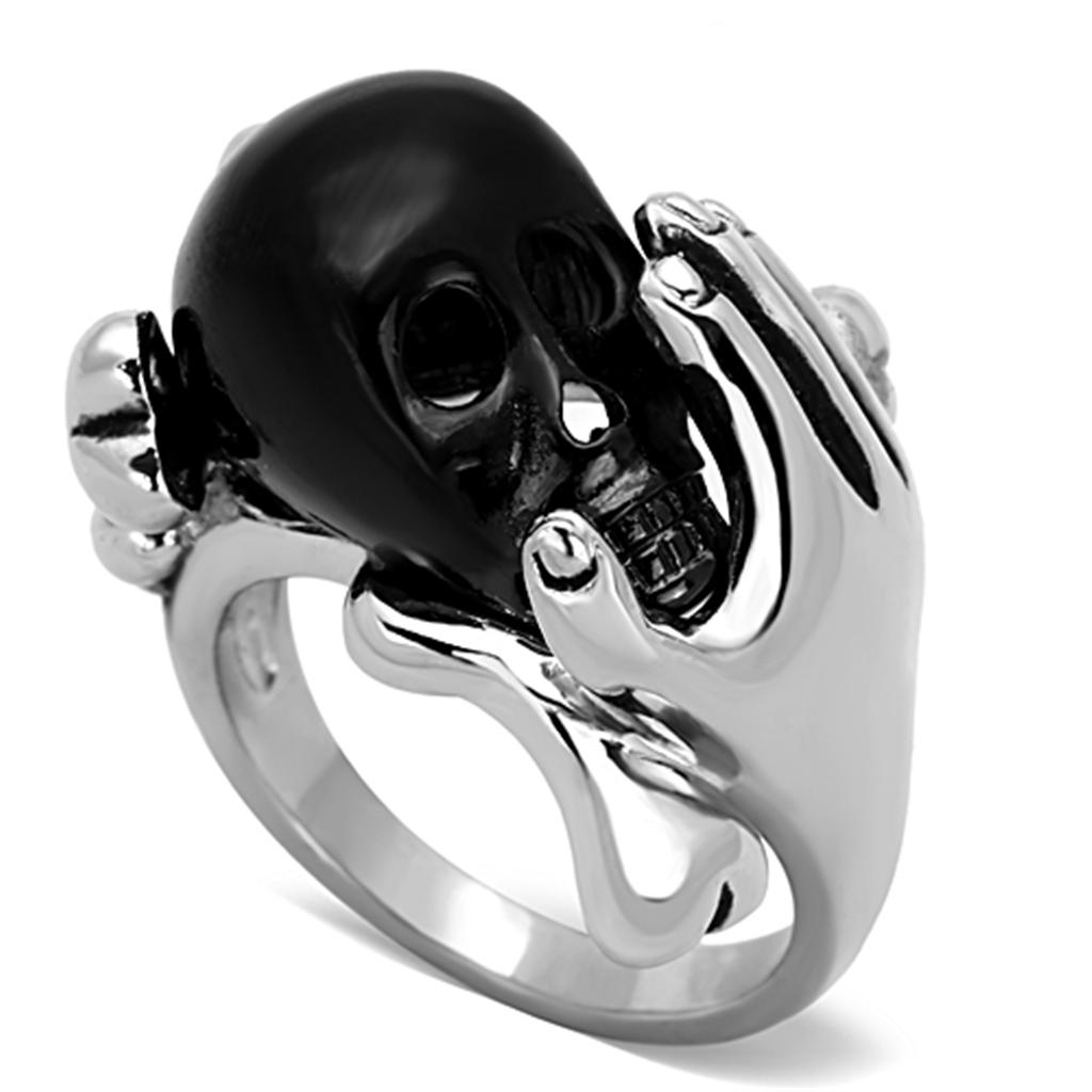 JCE1206 Two-Tone IP Black Stainless Steel Ring with Epoxy in Jet