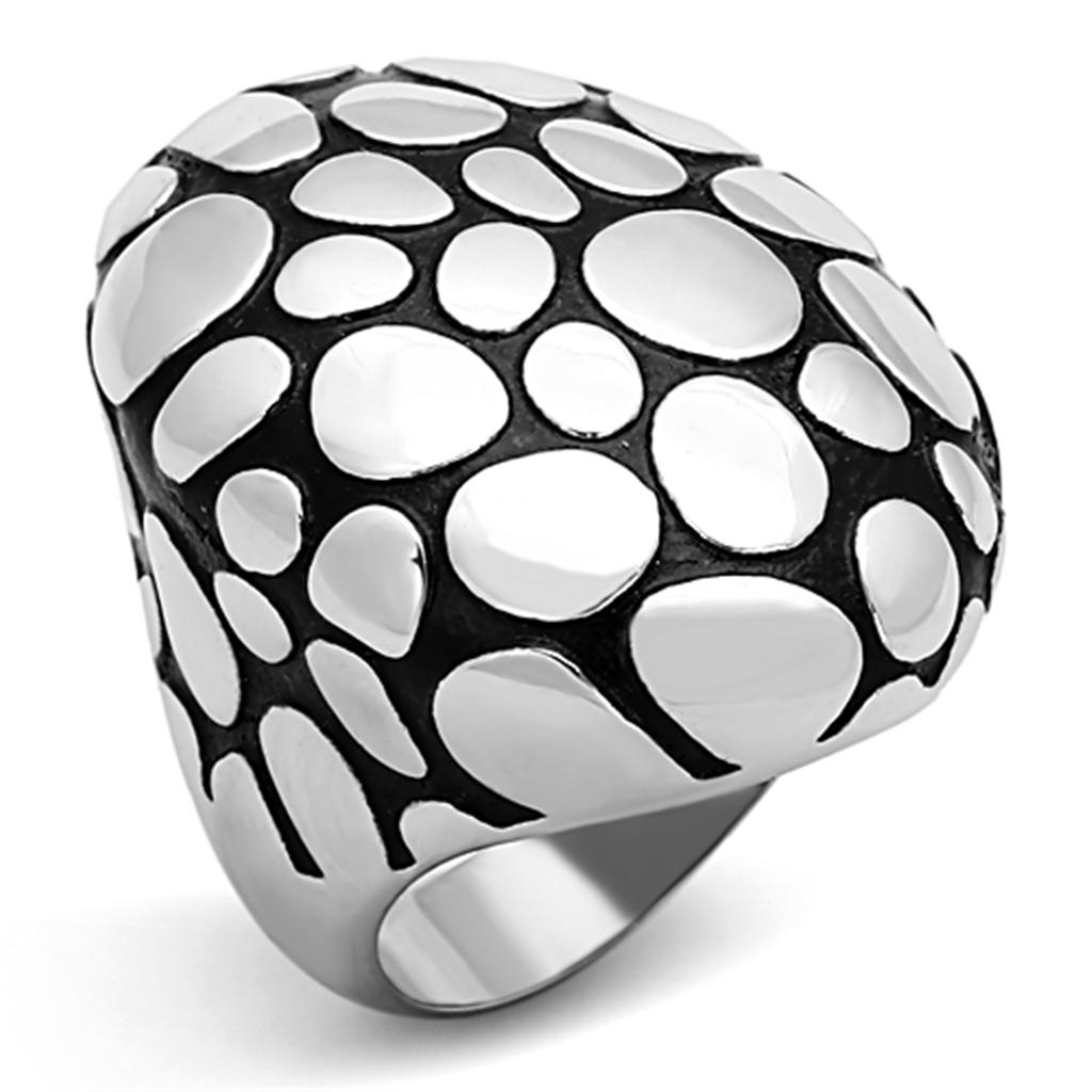 JCE1208 High polished (no plating) Stainless Steel Ring with Epoxy in Jet