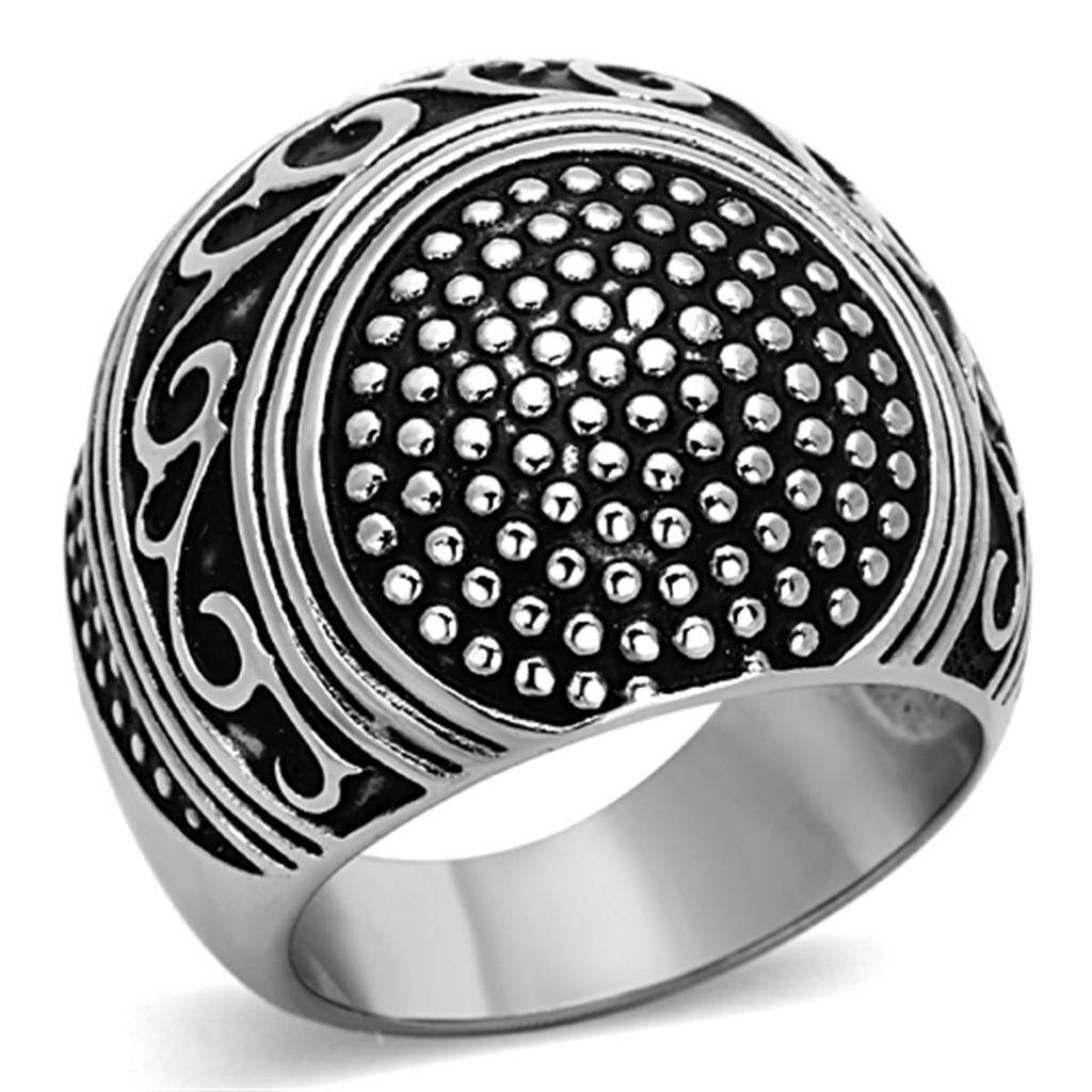 JCE1212 High polished (no plating) Stainless Steel Ring with Epoxy in Jet