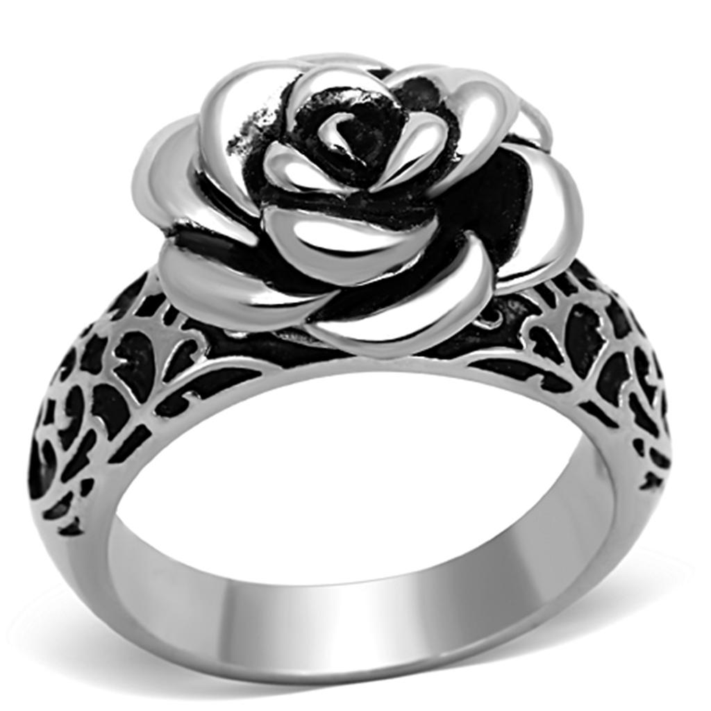 JCE1217 High polished (no plating) Stainless Steel Ring with Epoxy in Jet