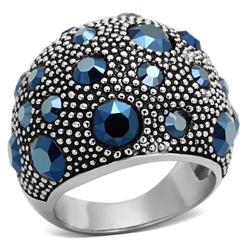 JCE1310 High polished (no plating) Stainless Steel Ring with Top Grade Crystal in Montana
