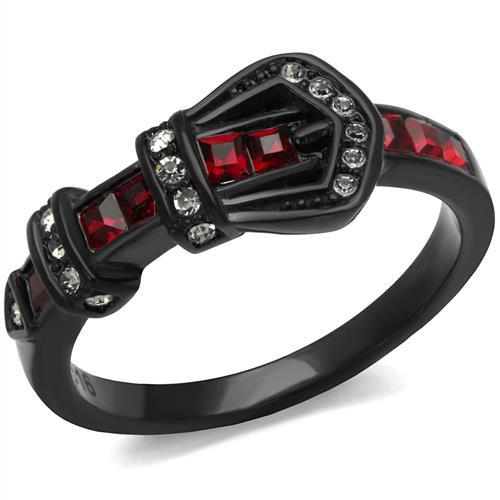 JCE1334J IP Black(Ion Plating) Stainless Steel Ring with Top Grade Crystal in Multi Color