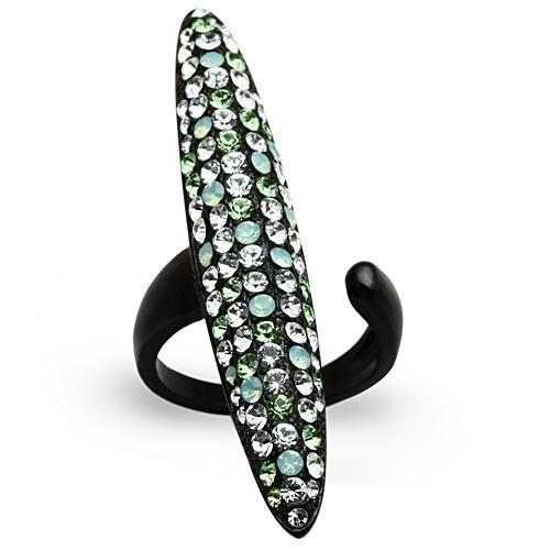JCE1365 IP Black(Ion Plating) Stainless Steel Ring with Top Grade Crystal in Multi Color