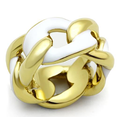 JCE1369 IP Gold(Ion Plating) Stainless Steel Ring with Epoxy in White