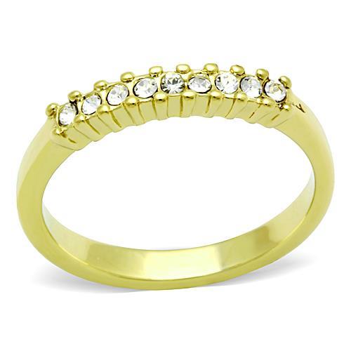 JCE1390 IP Gold(Ion Plating) Stainless Steel Ring with Top Grade Crystal in Clear