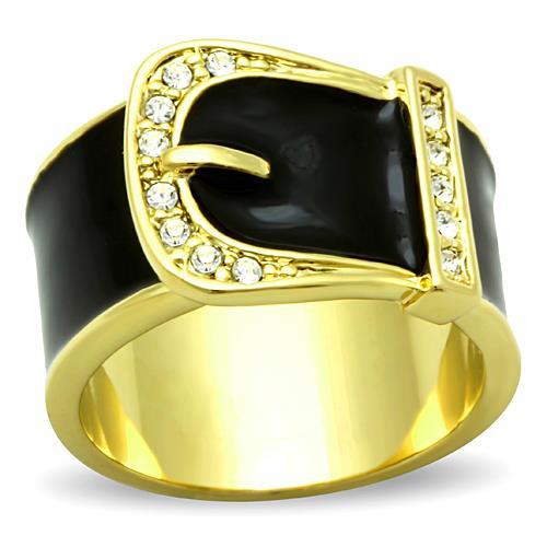 JCE1396 IP Gold(Ion Plating) Stainless Steel Ring with Top Grade Crystal in Clear
