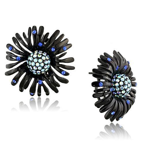 JCE1476 IP Black(Ion Plating) Stainless Steel Earrings with Top Grade Crystal in Multi Color